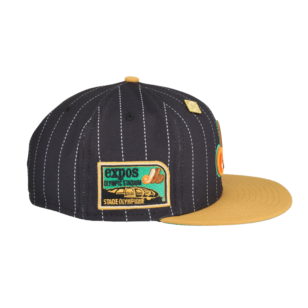 Montreal Expos Pinstripe Olympic Stadium Patch Fitted Hat