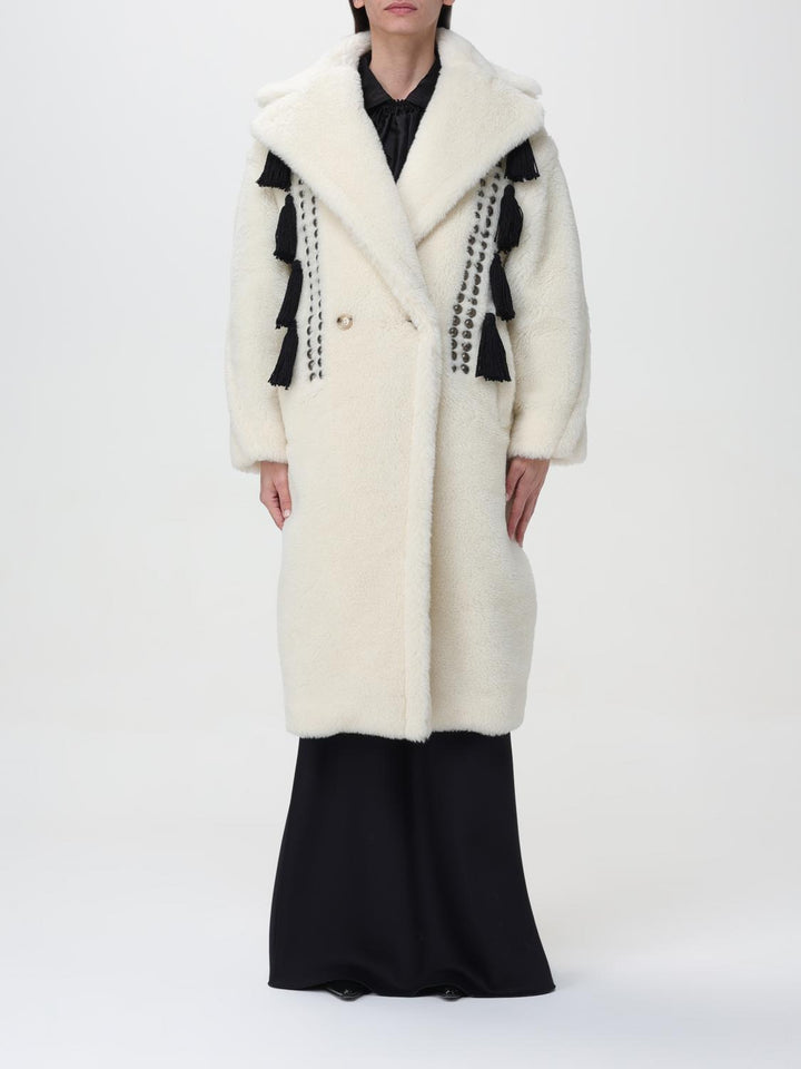 Max Mara Fur Coat Woman White