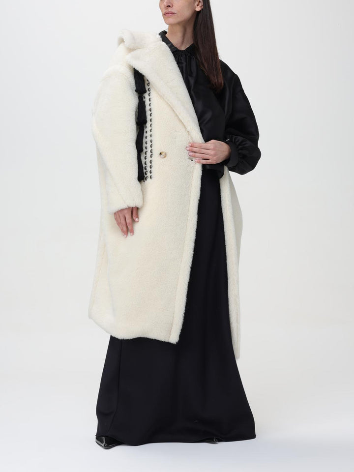 Max Mara Fur Coat Woman White
