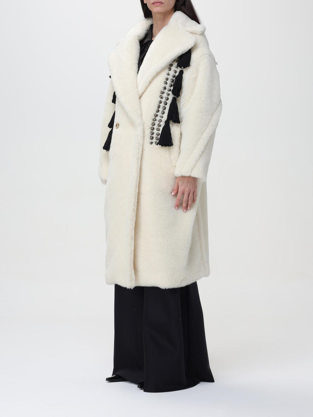 Max Mara Fur Coat Woman White