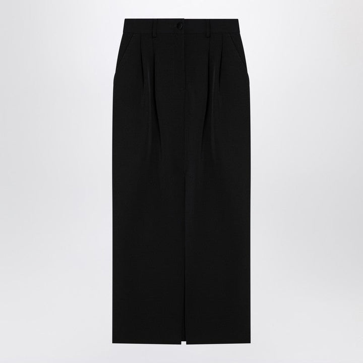 Dolce&Gabbana Black Gabardine Wool Pencil Skirt Women