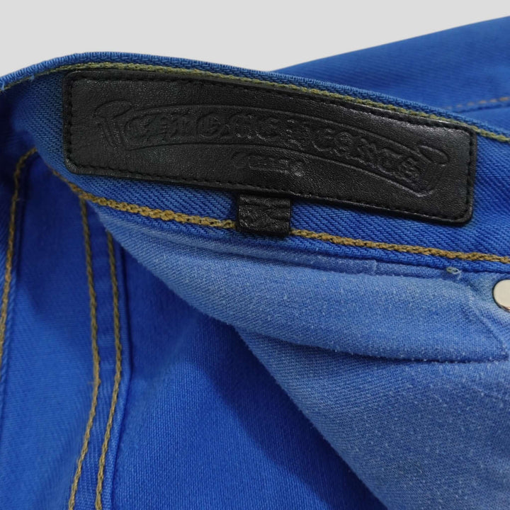 Interior label of Chrome Hearts Levis Cross Patch Jeans in Blue, showcasing authenticity of luxury denim jeans.