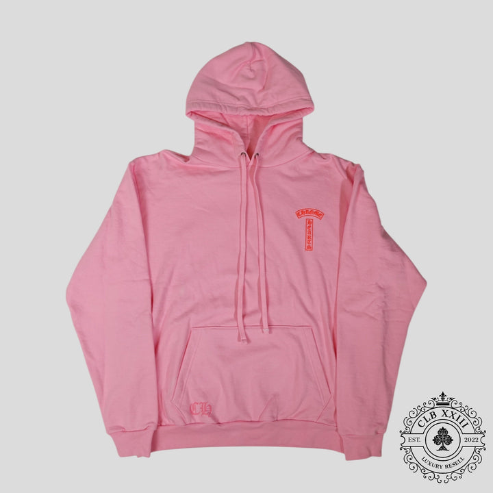 Chrome Hearts T Bar Logo Hoodie in Pink / Red
