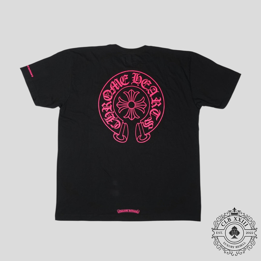 Chrome Hearts Horseshoe Logo Tee in Black/Pink