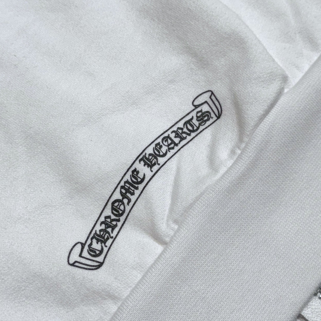 Chrome Hearts Horseshoe Zip-Up Hoodie in White