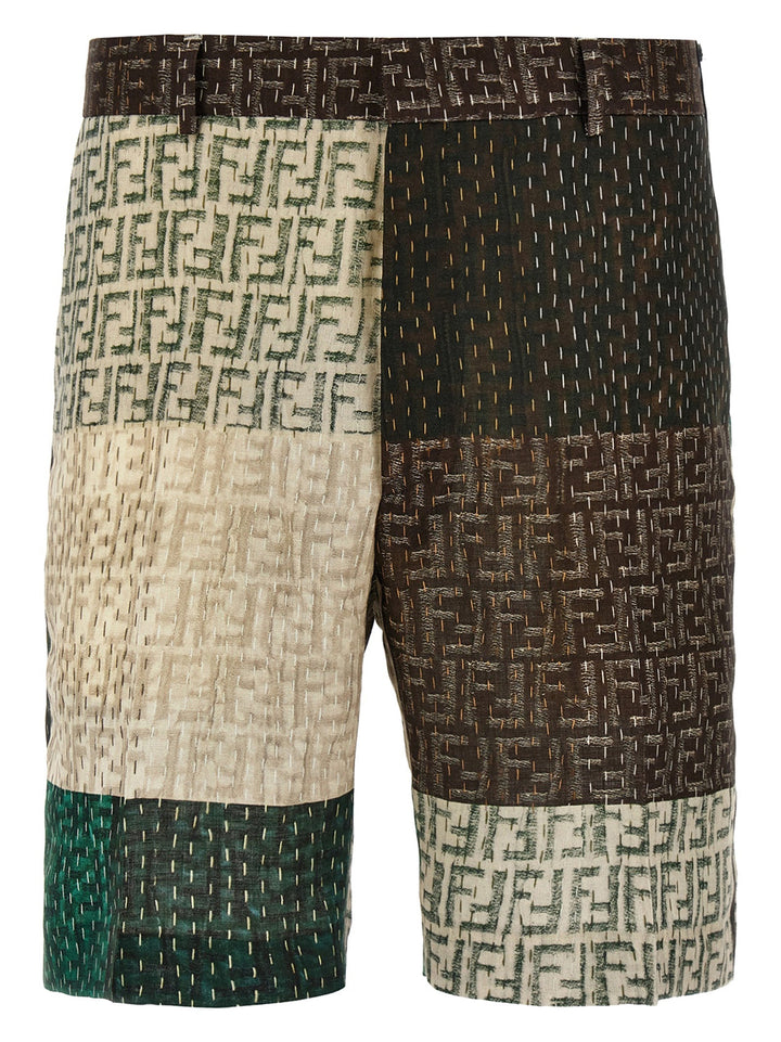 Fendi Men Patchwork Bermuda Shorts