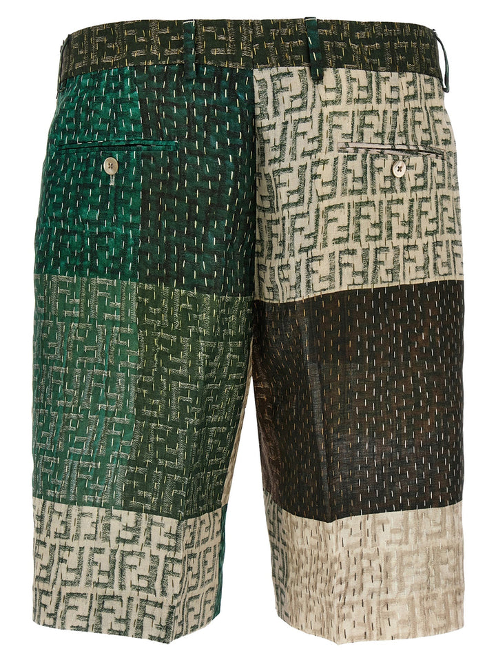 Fendi Men Patchwork Bermuda Shorts