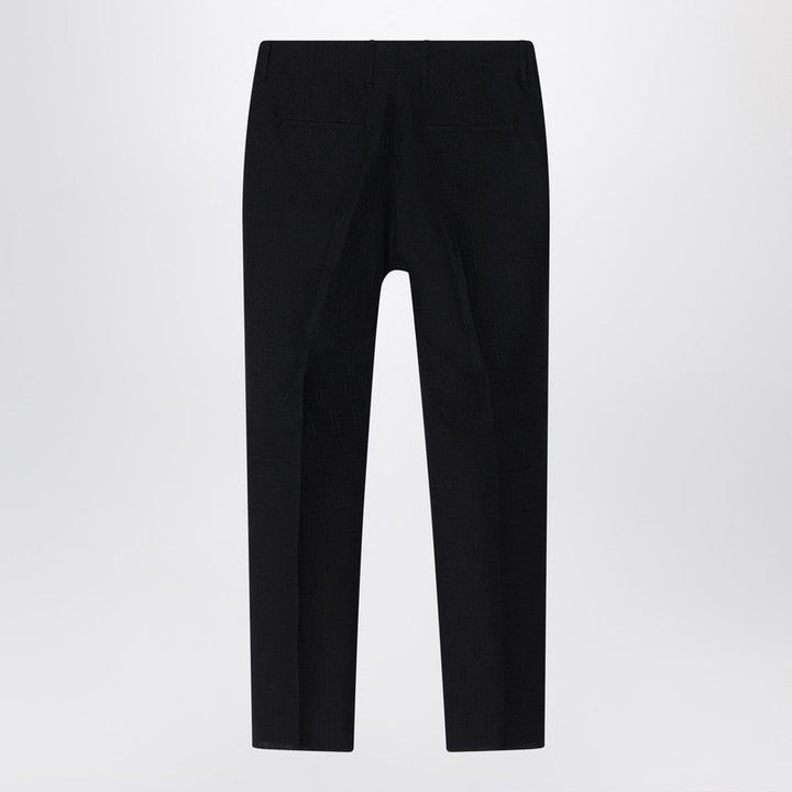 Fendi Trousers In Black Ff Jacquard Linen Blend Men
