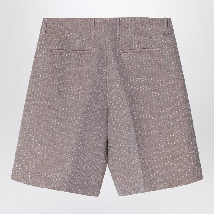 Fendi Beige Jacquard Bermuda Shorts With Topstitching Men