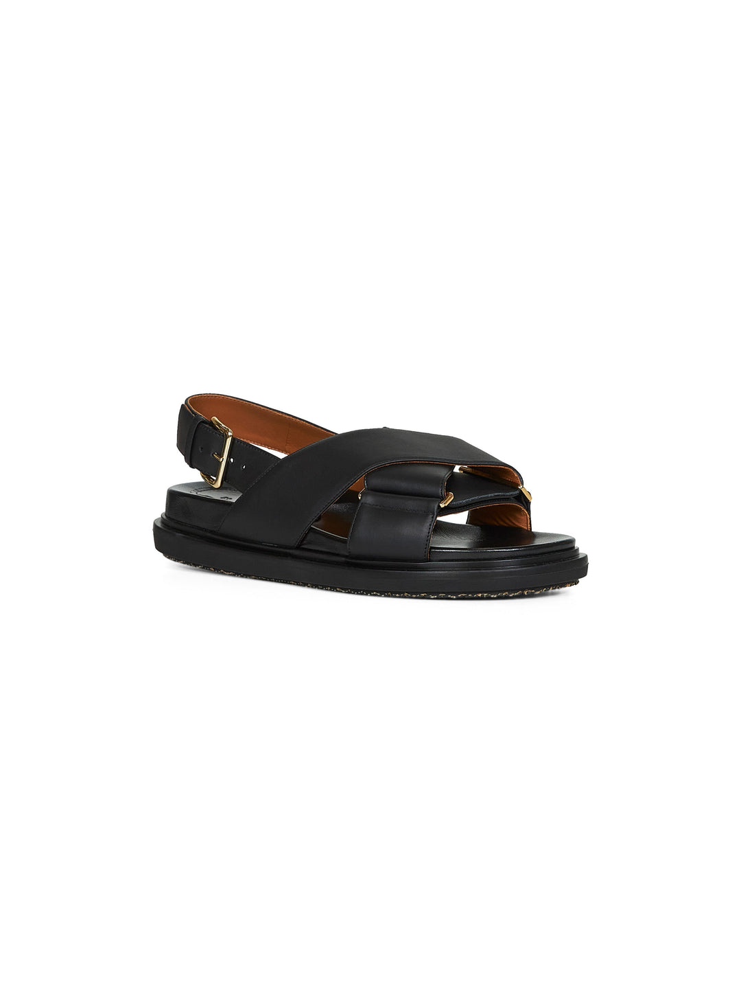 Marni Women Black Calfskin Fussbett Sandals