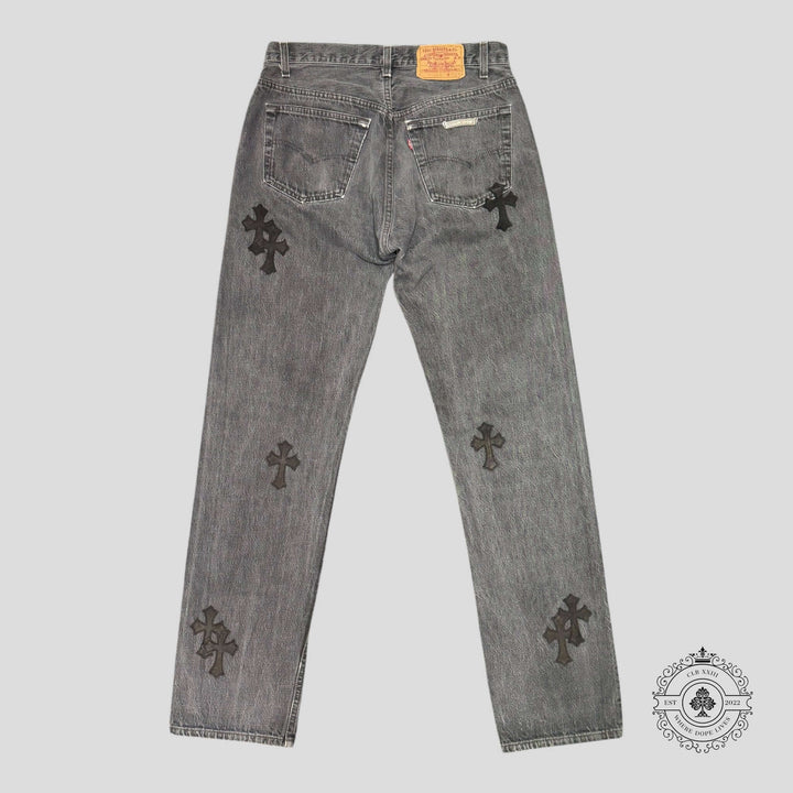 Chrome Hearts Levis Cross Patch Jeans in Black