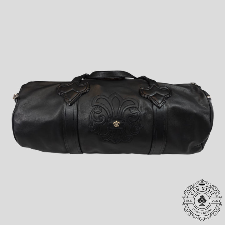 Chrome Hearts Fleur Patch Leather Duffle in Black
