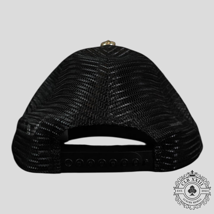 Chrome Hearts Triple Cross Trucker Hat in Black / White
