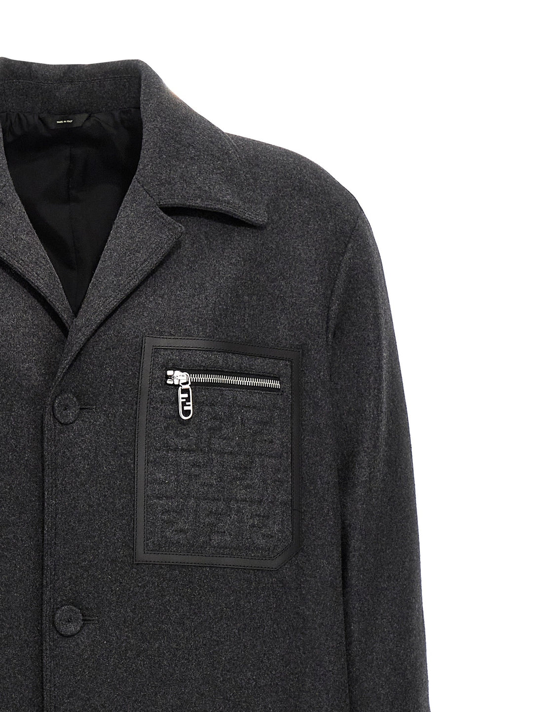 Fendi Men Single-Breasted Cashmere Coat