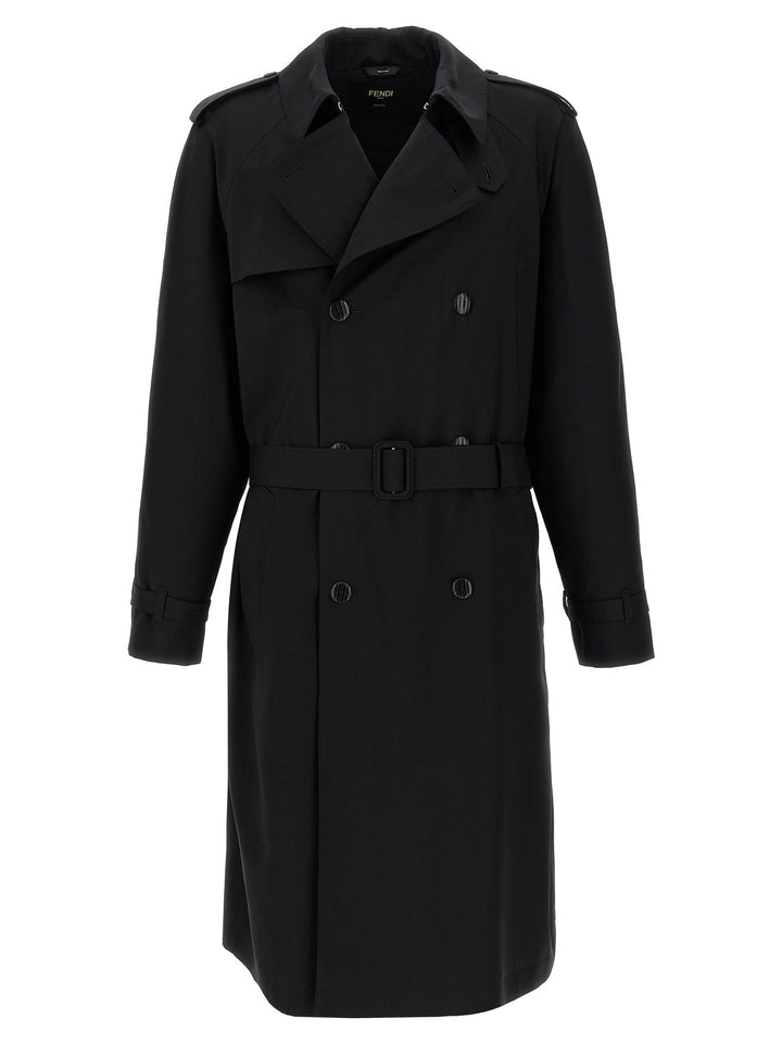 Fendi Men Wool Trench Coat