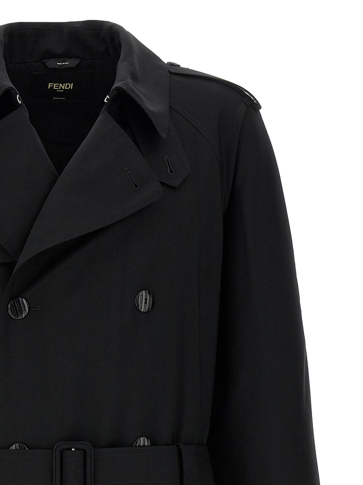 Fendi Men Wool Trench Coat