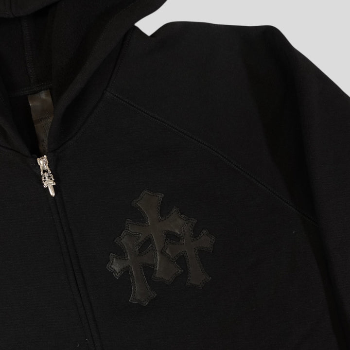 Chrome Hearts Paper Jam Zip Up Hoodie in Black