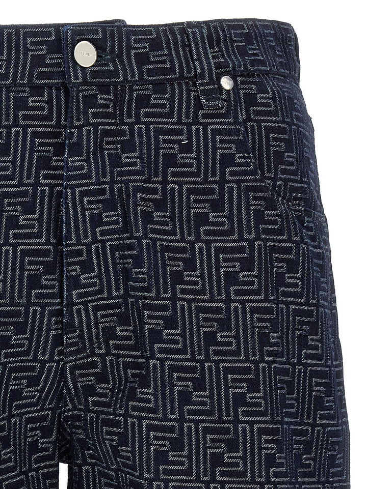 Fendi Men Bermuda Jeans Jacquard Ff
