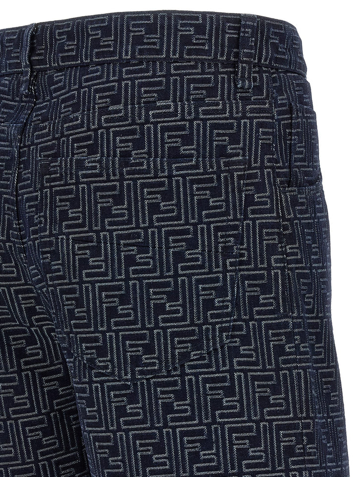 Fendi Men Bermuda Jeans Jacquard Ff