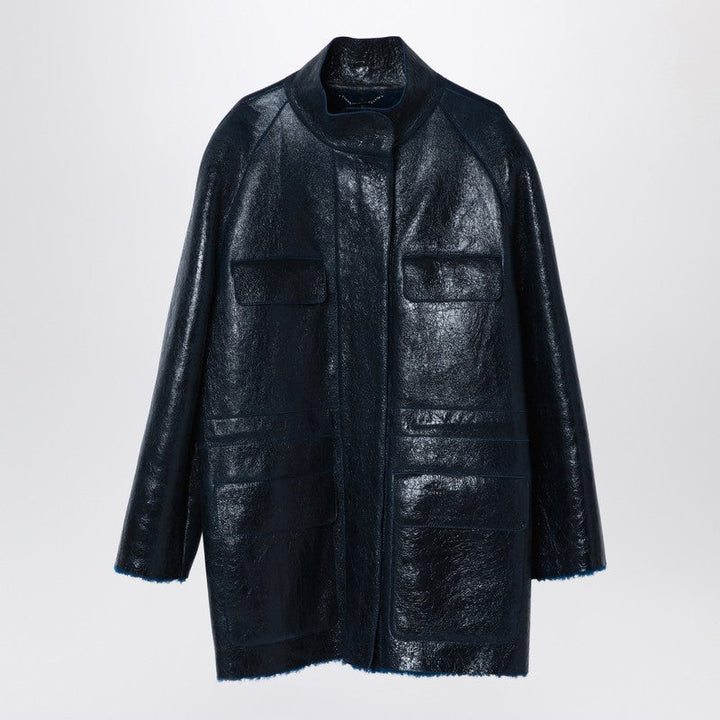 Fendi Dark Blue Sheepskin Jacket Women