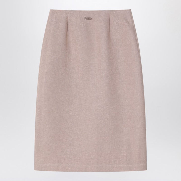 Fendi Linen Beige Longuette Skirt Women