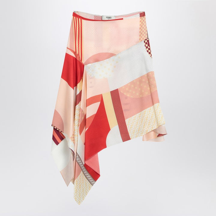 Fendi Pink Silk Skirt With Patchwork Print Women