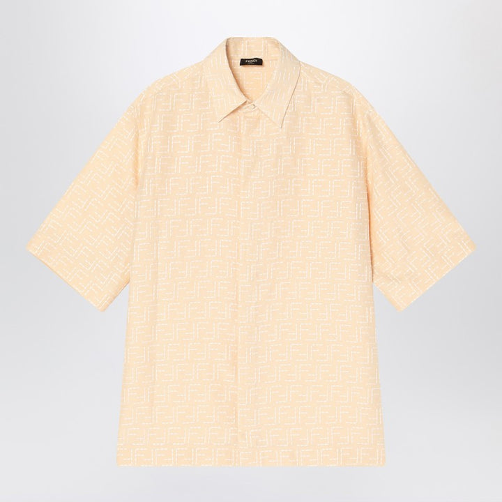 Fendi Light Yellow Ff Jacquard Linen Shirt Men