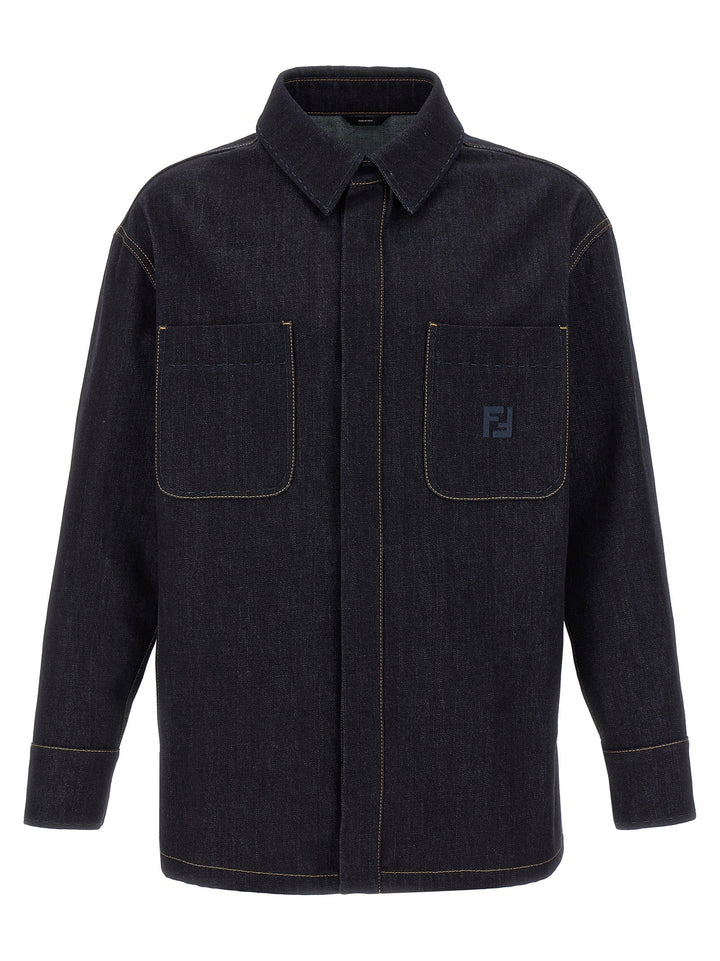 Black shirt with two front pockets on a white background