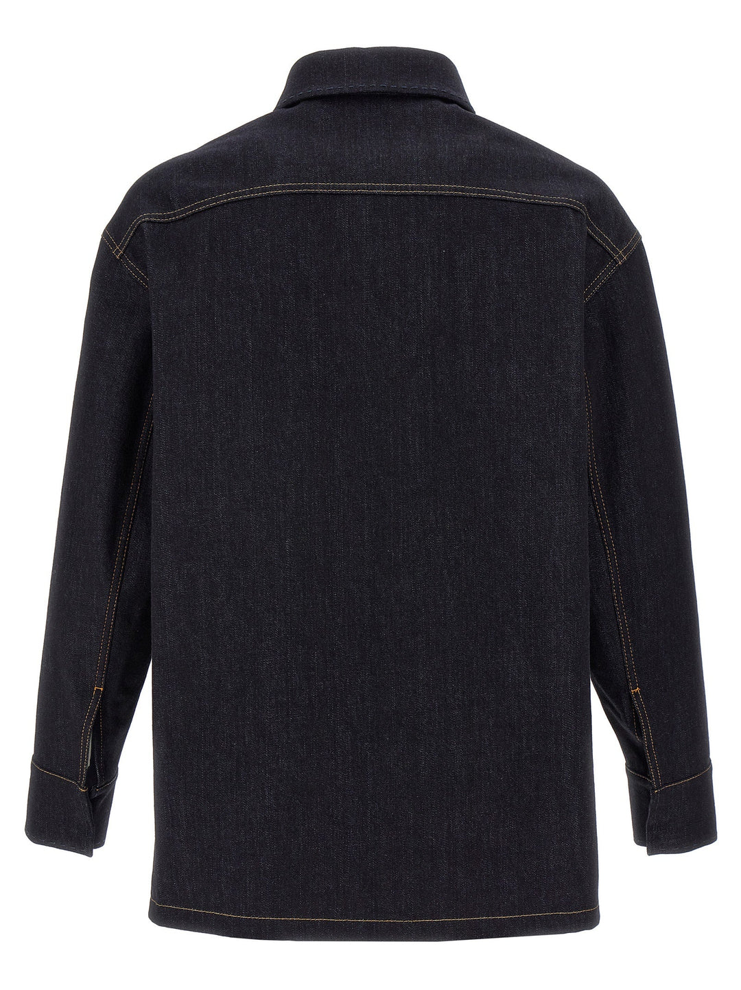 Black denim jacket on a white background