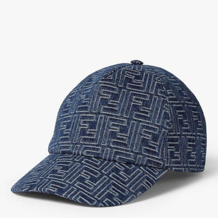 Fendi Baseball Cap In Blue Ff Denim Men