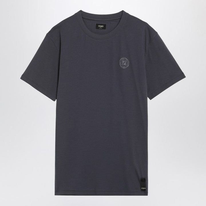 Fendi Slim-Fit Blue Cotton T-Shirt Men