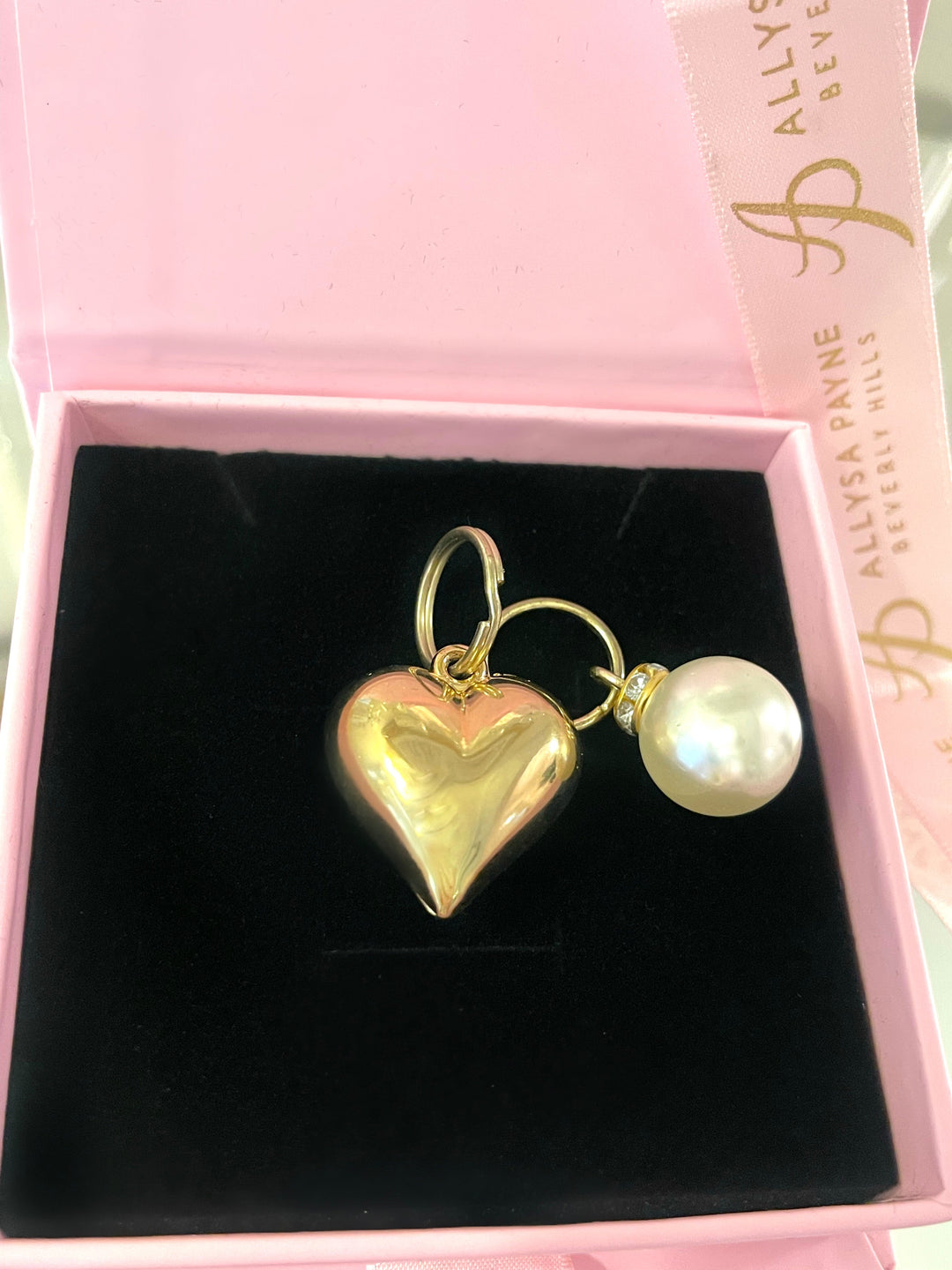 Puffy Heart Charm &amp; Pearl Charm Set