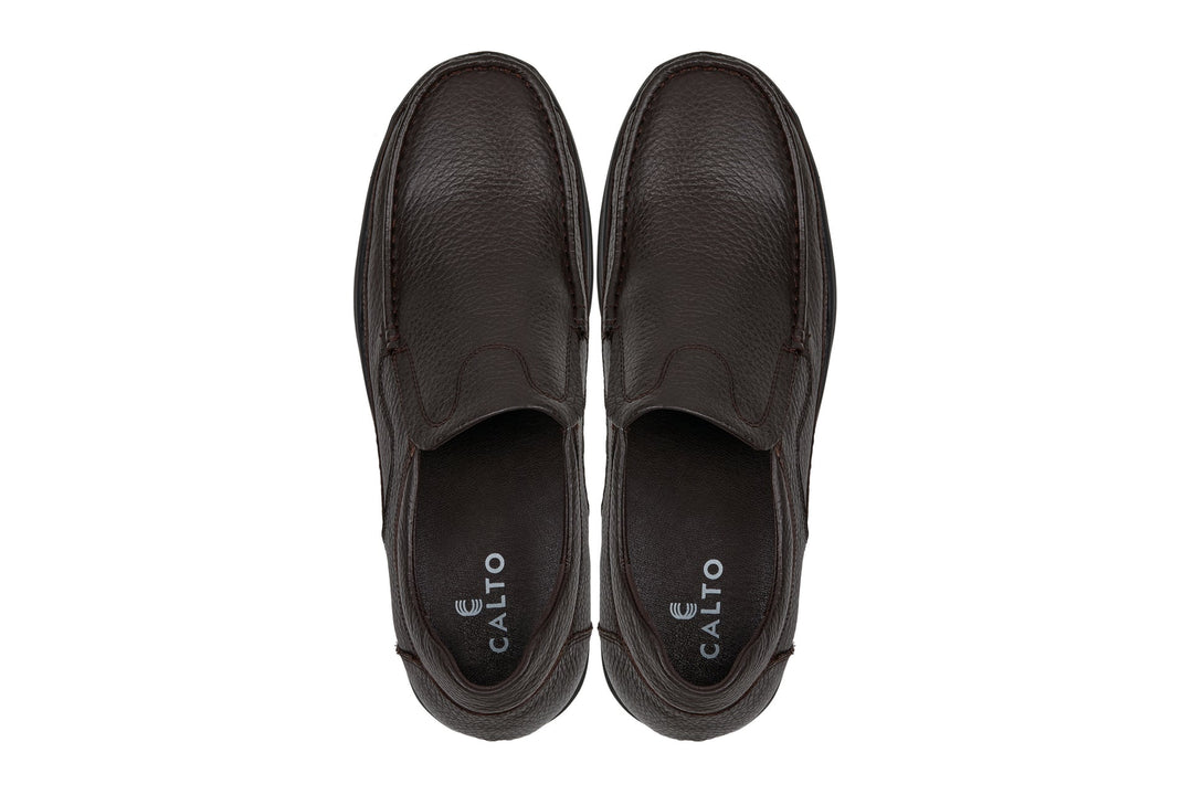 CALTO - G1823 - 3 Inches Taller (Brown) - Lightweight Slip-On Loafer Dress Shoes