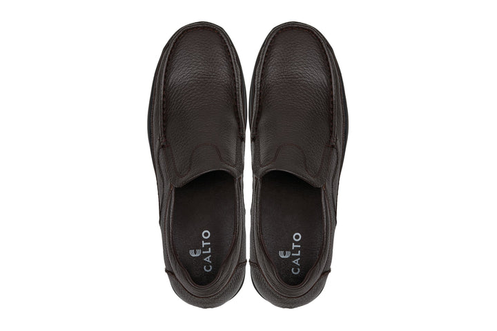 CALTO - G1823 - 3 Inches Taller (Brown) - Lightweight Slip-On Loafer Dress Shoes
