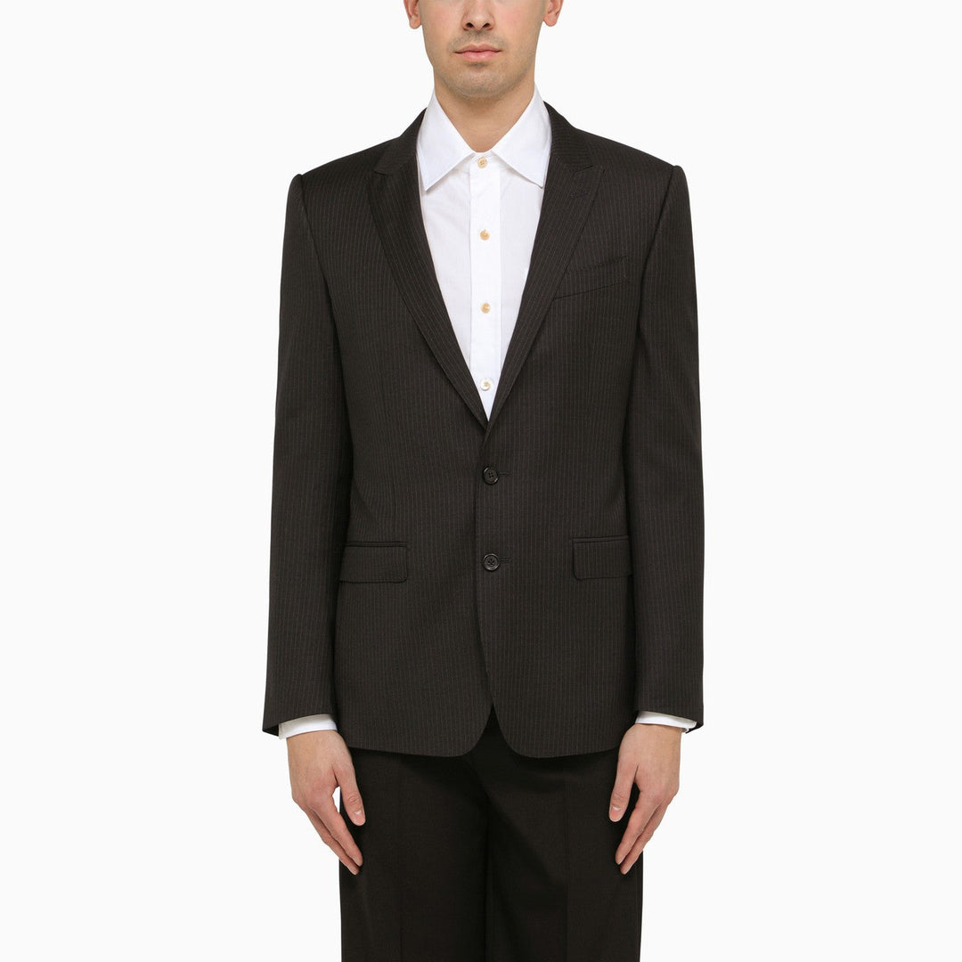 Dolce&amp;Gabbana Dark Grey Single Breasted Pinstripe Jacket