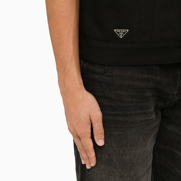 Prada Men Black Denim Waistcoat