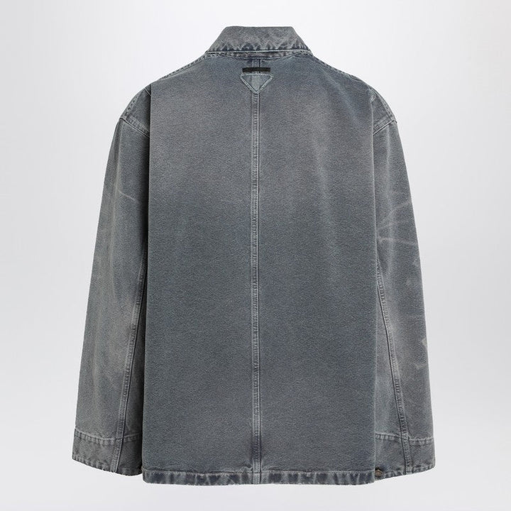 Prada Distressed Blue Canvas Overshirt Men