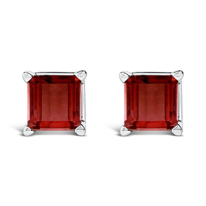 14K White Gold 5x5MM Princess Cut Purple Amethyst Solitaire Stud Earrings