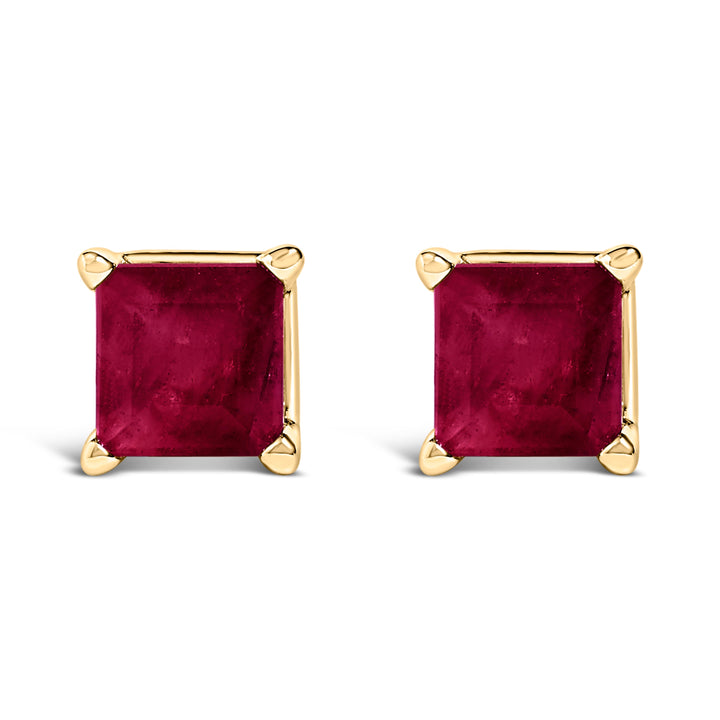 14K White Gold 5x5MM Princess Cut Purple Amethyst Solitaire Stud Earrings