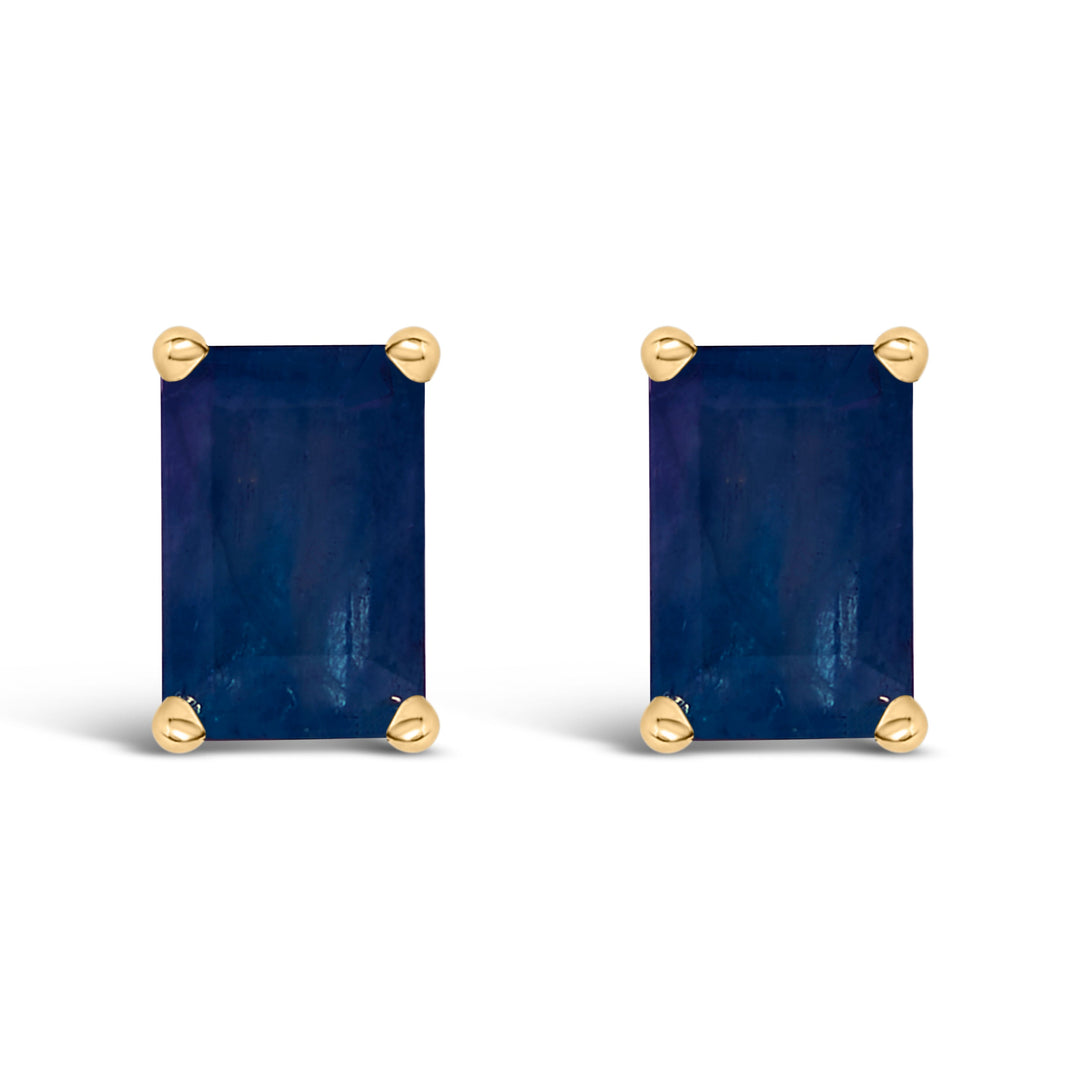 14K White Gold 6x4MM Emerald Shaped Amethyst Solitaire Stud Earrings