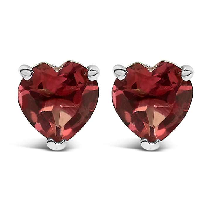 14K White Gold 5MM Heart Cut Purple Amethyst Solitaire Stud Earrings