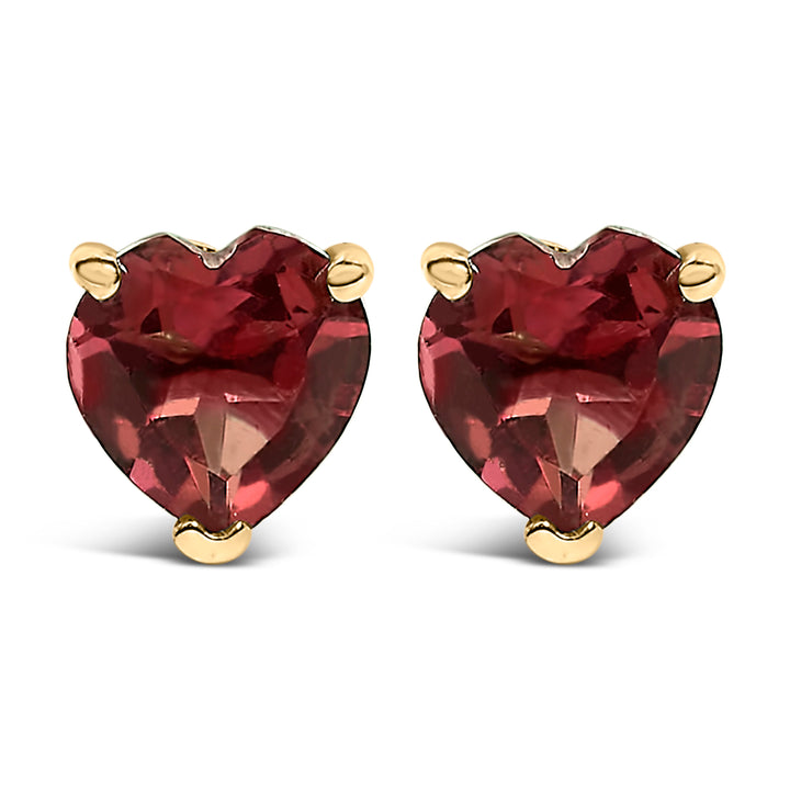 14K White Gold 5MM Heart Cut Purple Amethyst Solitaire Stud Earrings
