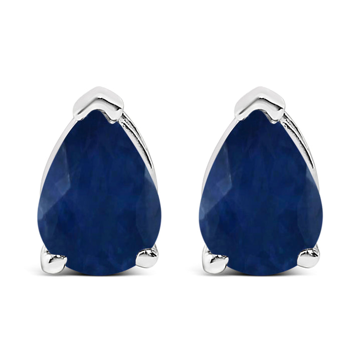 14K White Gold 6x4MM Pear Shaped Purple Amethyst Solitaire Stud Earrings
