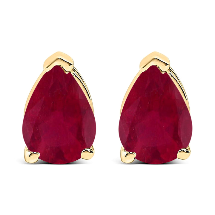 14K White Gold 6x4MM Pear Shaped Purple Amethyst Solitaire Stud Earrings