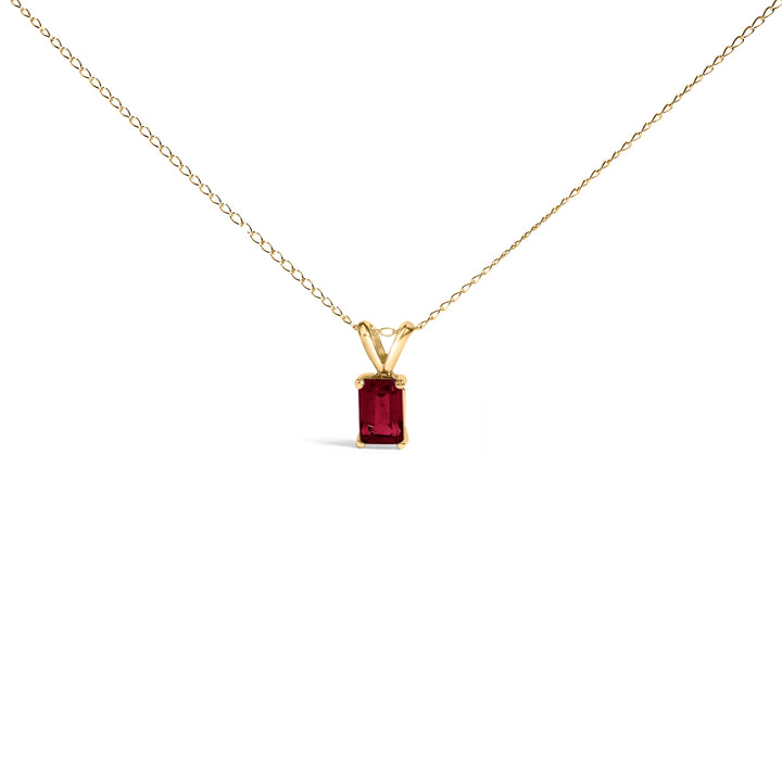 14K White Gold 6x4MM Emerald Cut Purple Amethyst Solitaire Pendant Necklace