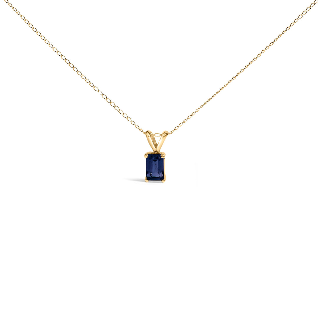 14K White Gold 6x4MM Emerald Cut Purple Amethyst Solitaire Pendant Necklace
