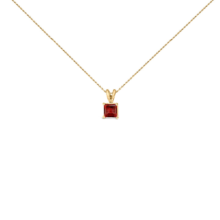 14K White Gold 5x5 MM Square Shaped Purple Amethyst Solitaire Pendant Necklace