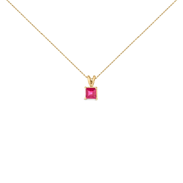 14K White Gold 5x5 MM Square Shaped Purple Amethyst Solitaire Pendant Necklace