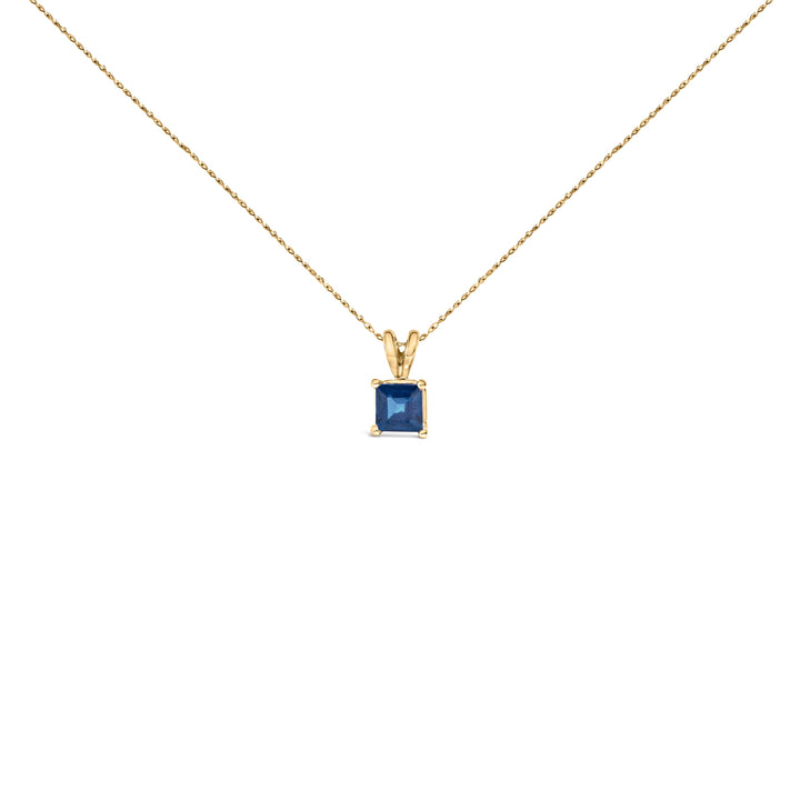 14K White Gold 5x5 MM Square Shaped Purple Amethyst Solitaire Pendant Necklace