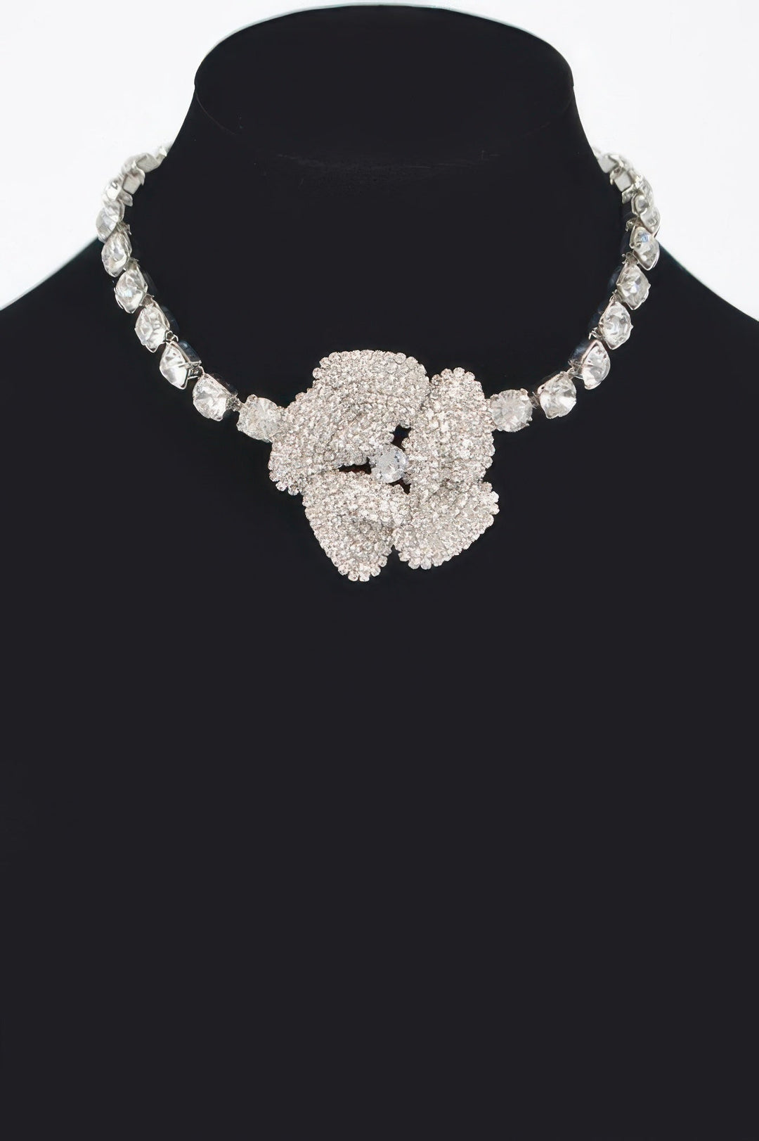 GRAMERCY PARK Rhinestone Faux Pearl Flower Choker: BYMANYC ® New York